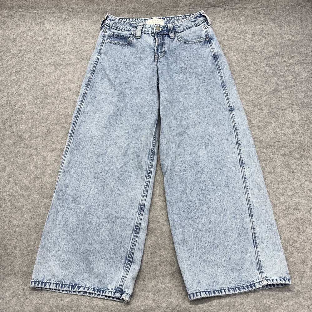 Hollister Womens Low Rise Super Baggy Wide Leg Jeans Blue Light Wash 6R W30x30